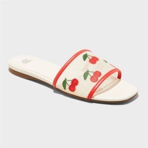 Ruby Cherry Mesh Slide Sandals Memory Foam Insole Slip-On new 🆕